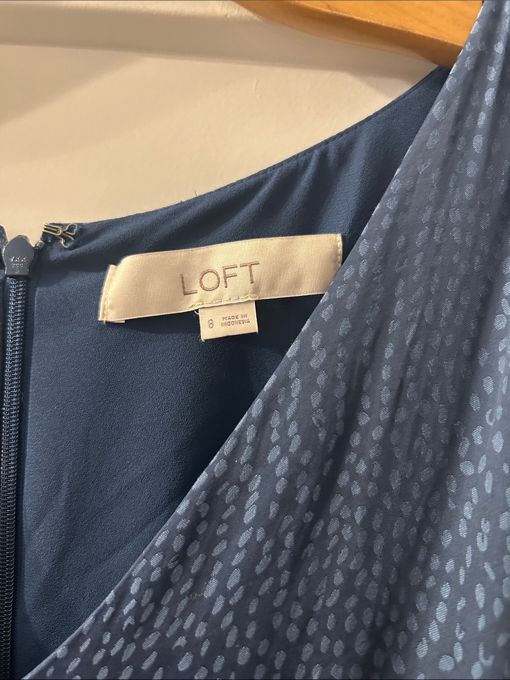LOFT Navy V-Neck Textured Midi Dress - Picture 2 of 6